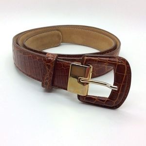 Rene Women's Brown Cayman Crocodile Belt